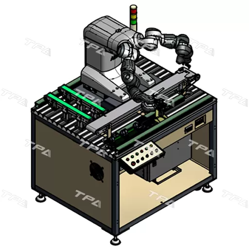 mô hình trạm robot đơn trục palletizing lưu kho sản phẩm