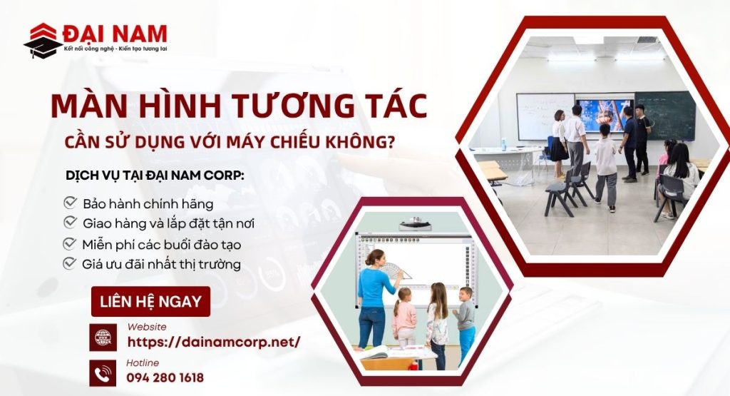 màn hình tương tác có sử dụng cùng máy chiếu không